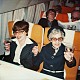 Two glasses of wine on the plane